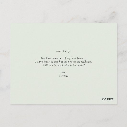 Orchideeën en Kumquats zullen mijn Jr Bridesmaid z Briefkaart (Achterkant)