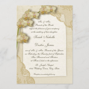  orchideeën en Lace Wedding Kaart