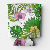 Orchideeën en palmbladeren, roze, geel, groen en w blikjeskoeler (Voorkant)