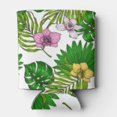 Orchideeën en palmbladeren, roze, geel, groen en w blikjeskoeler (Achterkant)