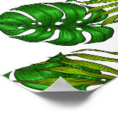 Orchideeën en palmbladeren, roze, geel, groen en w poster (Hoek)