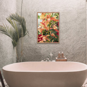 Orchideeën en Red Chrysanthemums Floral Foto Afdruk