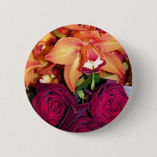 Orchideeën en Rozen_ Ronde Button 5,7 Cm