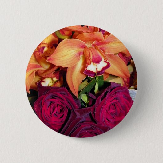 Orchideeën en Rozen_ Ronde Button 5,7 Cm (Voorkant)