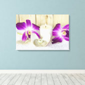orchideeën en spa kaars met zeeschelp canvas afdruk (Insitu (Houten vloer))