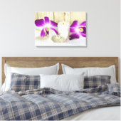 orchideeën en spa kaars met zeeschelp canvas afdruk (Insitu (Slaapkamer))
