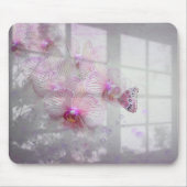 Orchideeën en vlinder op vensterschaduw muismat (Voorkant)