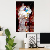 Orchideeën en vlinderdruk poster (Thuiskantoor)