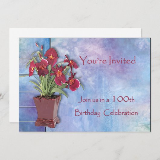Orchideeën en Waterverf 100e verjaardag Kaart (Voorkant / Achterkant)
