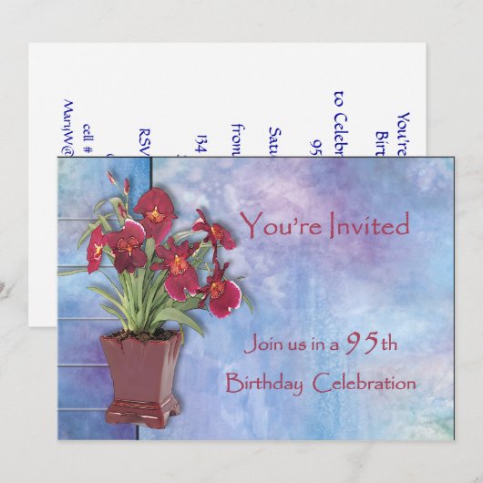 Orchideeën en Waterverf 95e verjaardag Kaart (Voorkant / Achterkant)