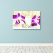 orchideeën en zeeschildpadden canvas afdruk (Insitu (Houten vloer))