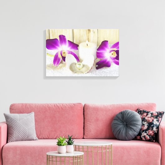 orchideeën en zeeschildpadden canvas afdruk (Insitu (Woonkamer))