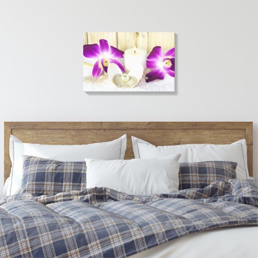 orchideeën en zeeschildpadden canvas afdruk (Insitu (Slaapkamer))