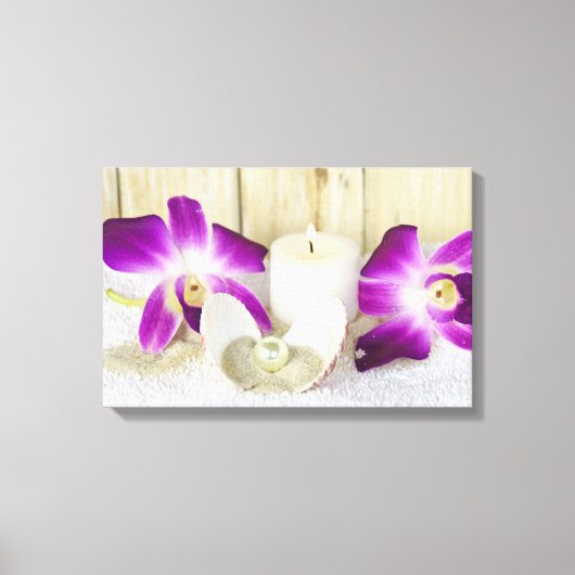 orchideeën en zeeschildpadden canvas afdruk (Voorkant)