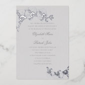 Orchideeën erfstuk ivoor klassieke formele bruilof folie uitnodiging (Voorkant)