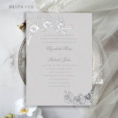 Orchideeën erfstuk ivoor klassieke formele bruilof folie uitnodiging