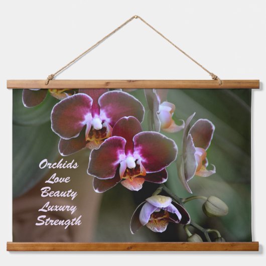 Orchideeën Exotic Maroon Flora Fotografische Bloem Hangend Wandkleed (Voorkant)