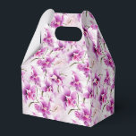 Orchideeën Feestbehandelingsdoos Bedankdoosjes<br><div class="desc">De feestgunstdoos is afgebeeld met een prachtige paarse orchideeën bloemenprint. 
Pas dit item aan of koop het zoals het is.
Tip: Voeg gewoon je geweldige traktaties toe en wat vrolijke linten.



Gelicenseerde afbeelding</div>