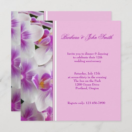 Orchideeën Huwelijksjubileum Uitnodiging (Voorkant / Achterkant)