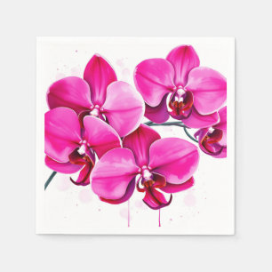 Orchideeën in magenta en Paarse Servet
