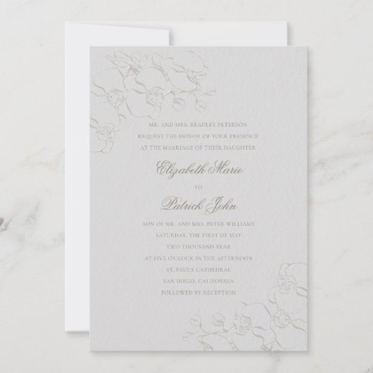 Orchideeën Ivoor Formele Traditionele Ouders Trouw Kaart (Voorkant)