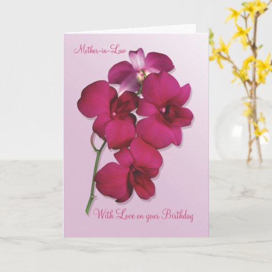 Orchideeën. Kaart voor de verjaardag van de schoon (Gele Bloem)