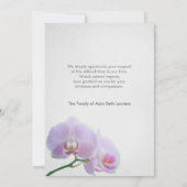 Orchideeën Memorial bedankkaart met foto (Achterkant)