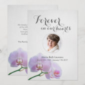 Orchideeën Memorial bedankkaart met foto (Voorkant / Achterkant)