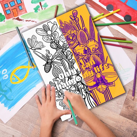 Orchideeën met Vlinder Kleurplaat Printable Poster