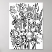 Orchideeën met Vlinder Kleurplaat Printable Poster (Voorkant)