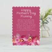 Orchideeën Moederdag Dank u Roze Bericht Kaart (Staand voorkant)