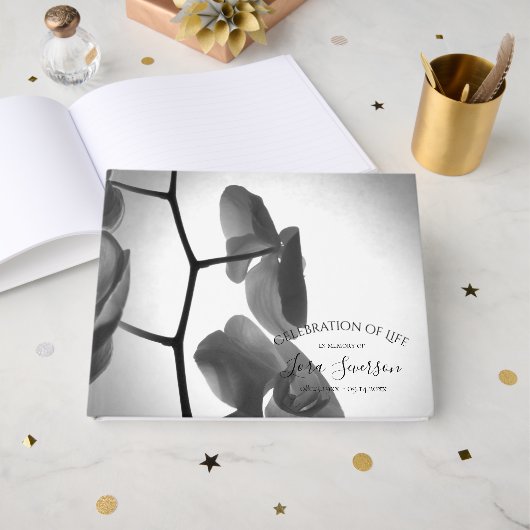 Orchideeën op de Stem Celebration of Life Memorial Gastenboek (Voorkant open)