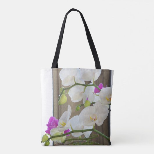 Orchideeën op een over gedrukte canvas tas (Achterkant)
