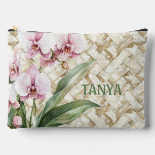 Orchideeën op geweven patroon make-up etui
