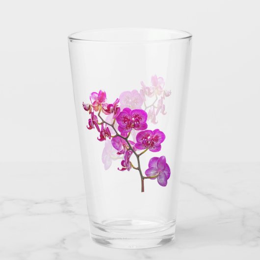 Orchideeën op lichte achtergrond Drink glas (Achterkant)