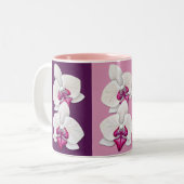 Orchideeën op roze, Paars en chocolade bruin - Mok (Voorkant links)