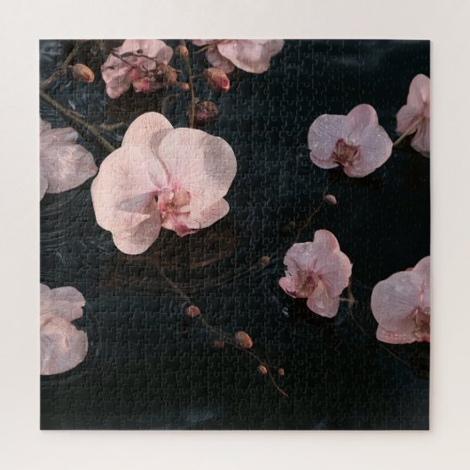 Orchideeën op stilstaand water legpuzzel (Verticaal)