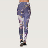Orchideeën patroon - Violet wit en goud Leggings (Achterkant)