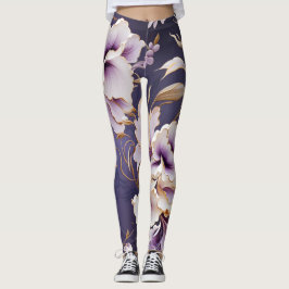 Orchideeën patroon - Violet wit en goud Leggings
