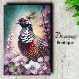 Orchideeën Prins Kwartel Vogel Decoupage Tissuepapier