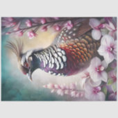 Orchideeën Prins Kwartel Vogel Decoupage Tissuepapier (Voorkant)