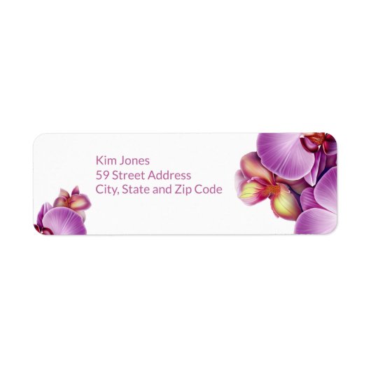 Orchideeën retour adreslabel etiket (Voorkant)
