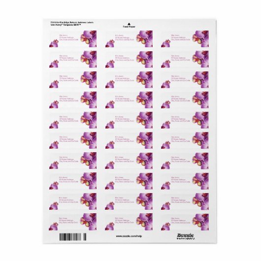 Orchideeën retour adreslabel etiket (Full Sheet)