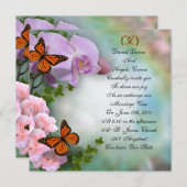 Orchideeën, rozen en vlinders Huwelijksuitnodiging Kaart (Voorkant / Achterkant)