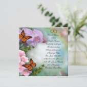 Orchideeën, rozen en vlinders Huwelijksuitnodiging Kaart (Staand voorkant)