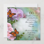 Orchideeën, rozen en vlinders Huwelijksuitnodiging Kaart (Achterkant)