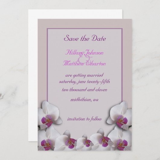 Orchideeën Save the Date Aankondiging (Voorkant / Achterkant)