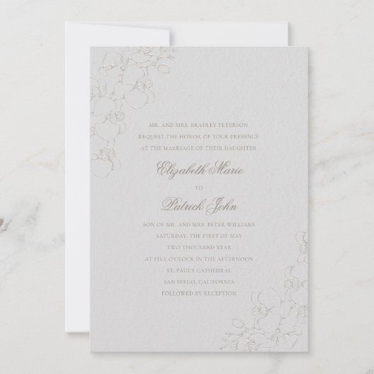 Orchideeën Silky Ivory formele traditionele bruilo Kaart (Voorkant)