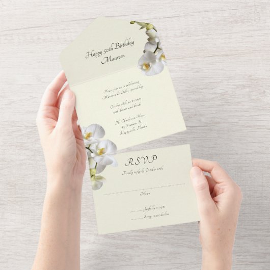 Orchideeën Special Birthday Party All In One Uitnodiging (Afscheurbaar)