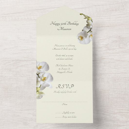 Orchideeën Special Birthday Party All In One Uitnodiging (Binnen)